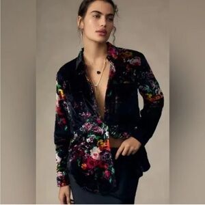 Dark Romantic Floral Velvet Buttondown Hadley